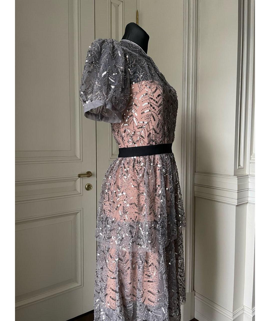 SELF-PORTRAIT Серебряное полиэстеровое коктейльное платье, фото 3