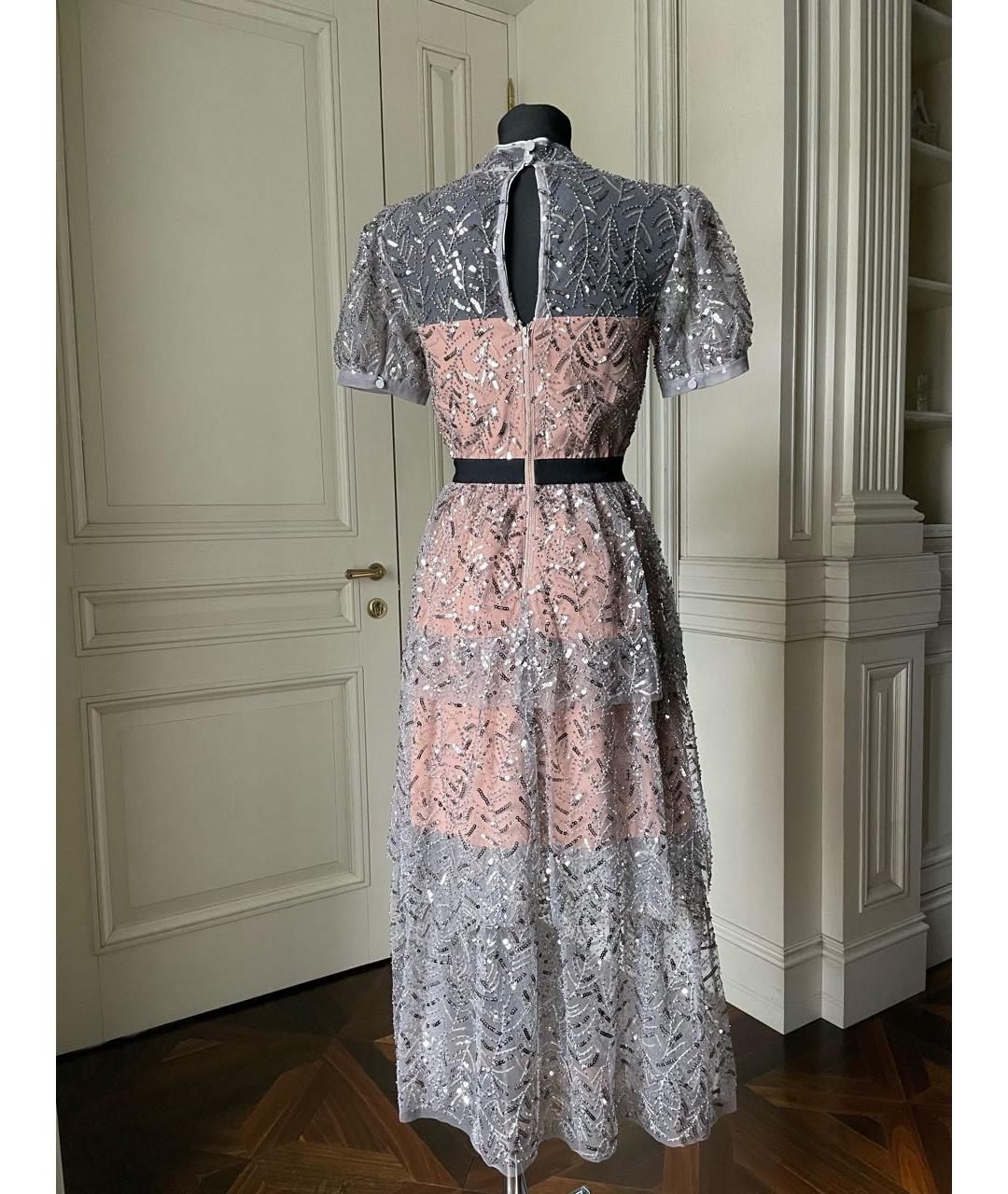SELF-PORTRAIT Серебряное полиэстеровое коктейльное платье, фото 4