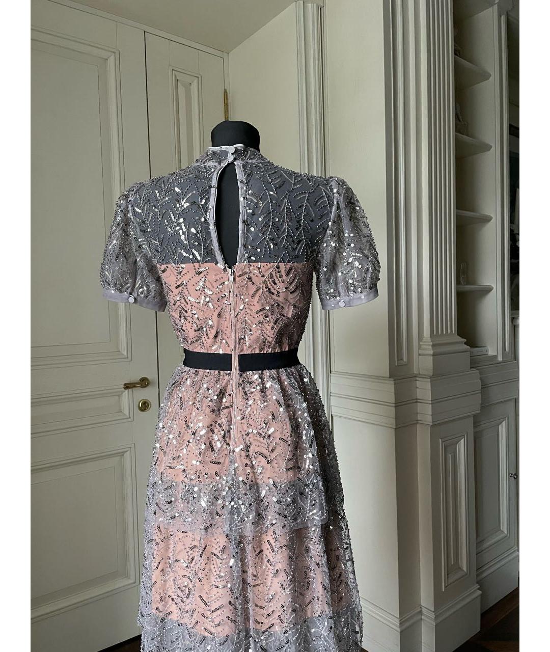 SELF-PORTRAIT Серебряное полиэстеровое коктейльное платье, фото 5