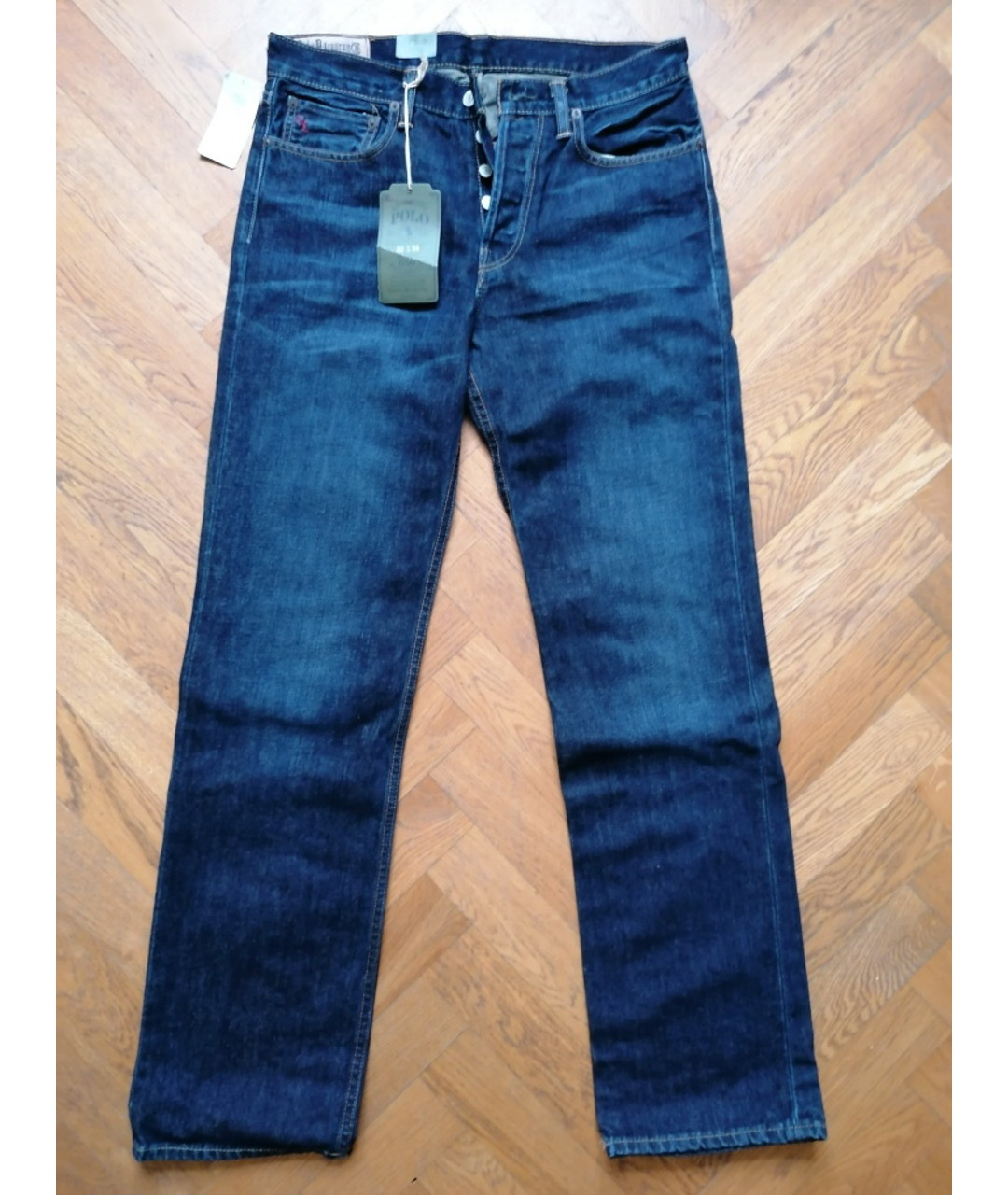 RALPH LAUREN Темно-синие хлопковые прямые джинсы, фото 6