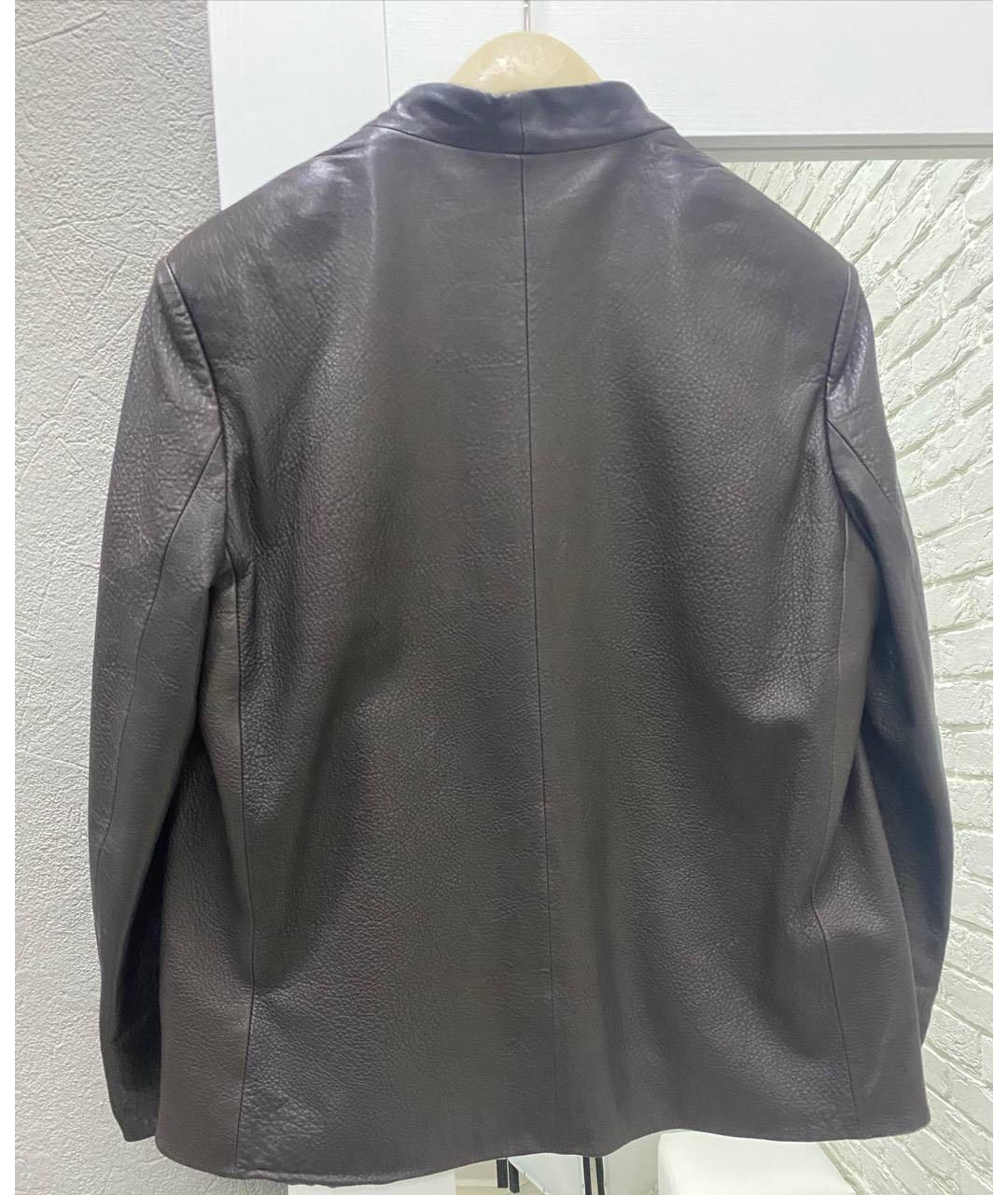 BRUNELLO CUCINELLI Коричневый кожаный жакет/пиджак, фото 2