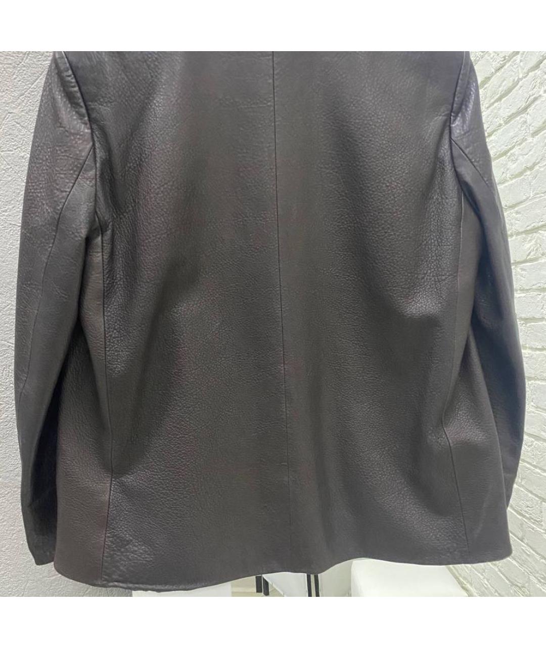BRUNELLO CUCINELLI Коричневый кожаный жакет/пиджак, фото 4