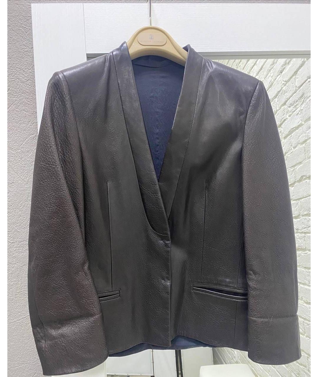 BRUNELLO CUCINELLI Коричневый кожаный жакет/пиджак, фото 9