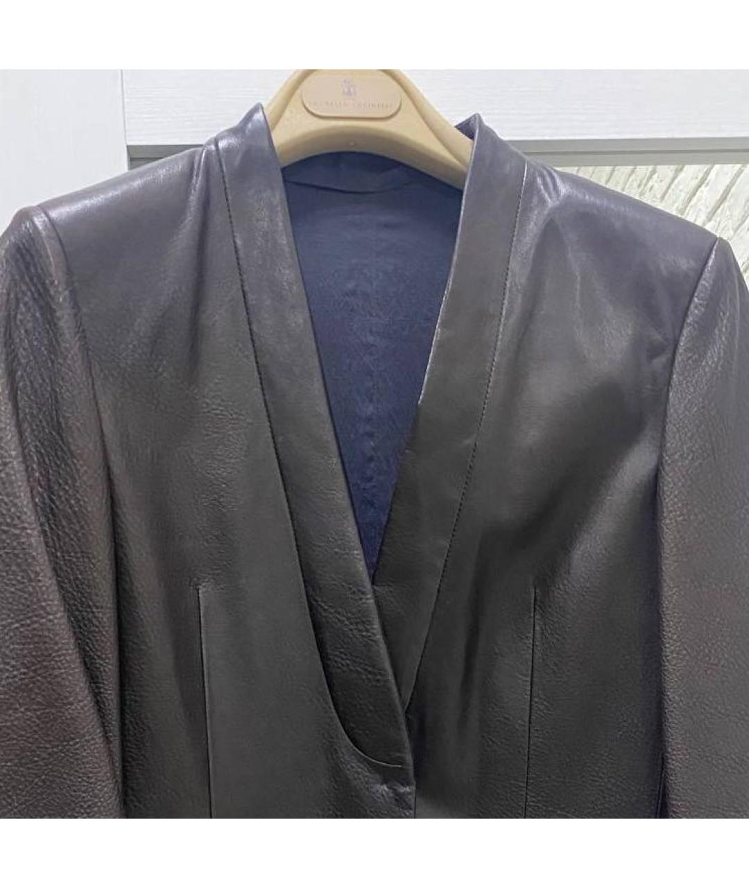 BRUNELLO CUCINELLI Коричневый кожаный жакет/пиджак, фото 3