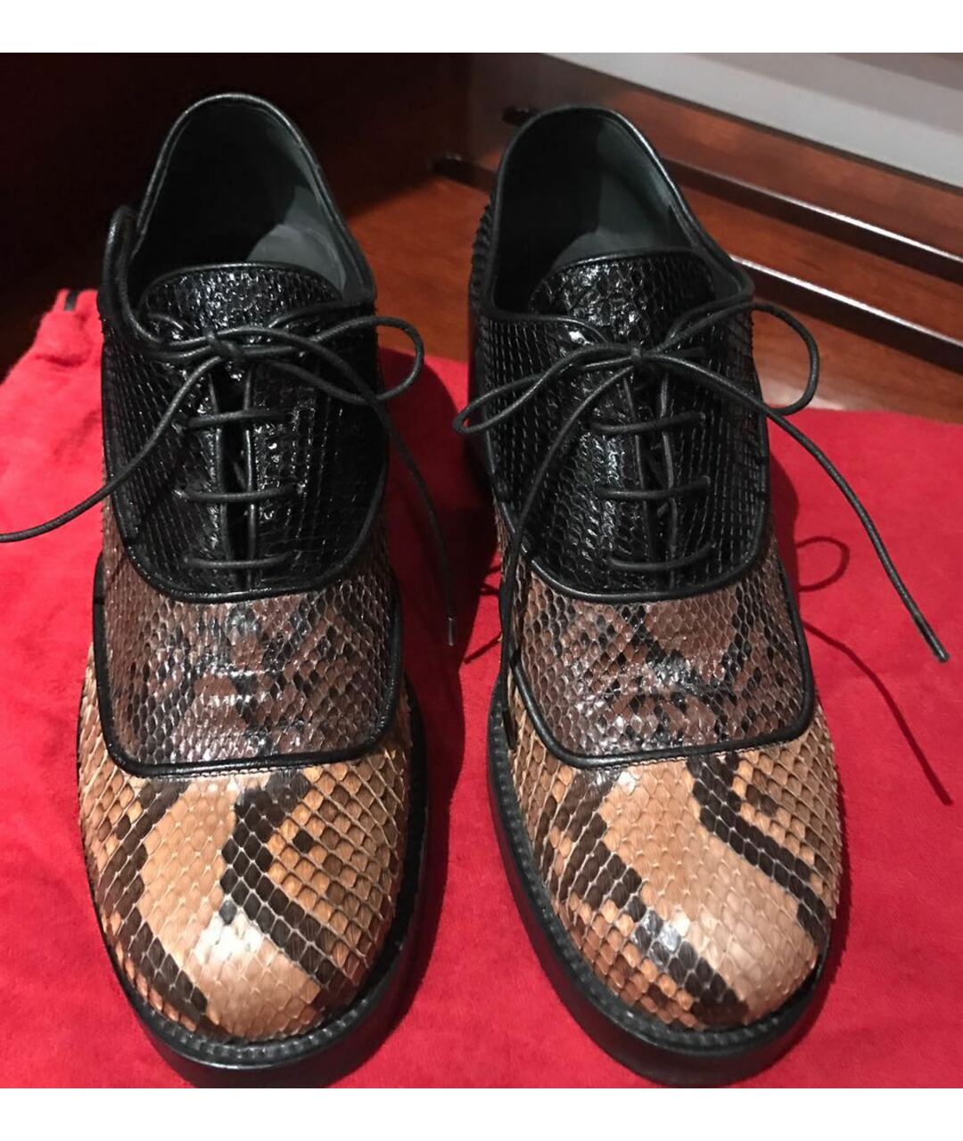 MIU MIU Коричневые ботинки из экзотической кожи, фото 2