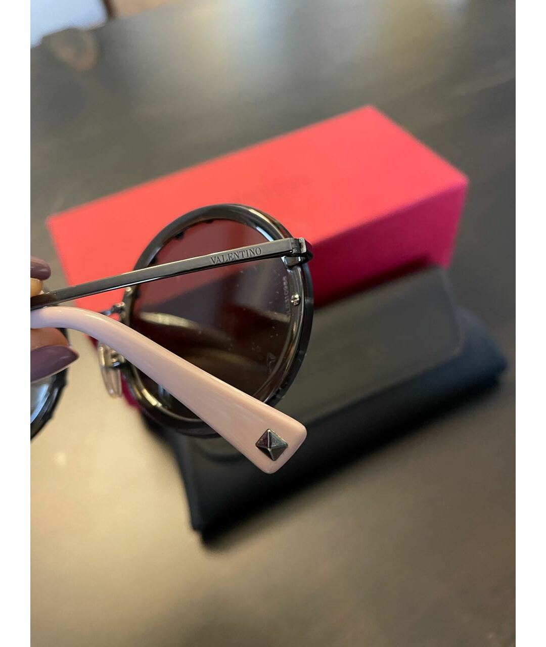 VALENTINO Серебряные металлические солнцезащитные очки, фото 3