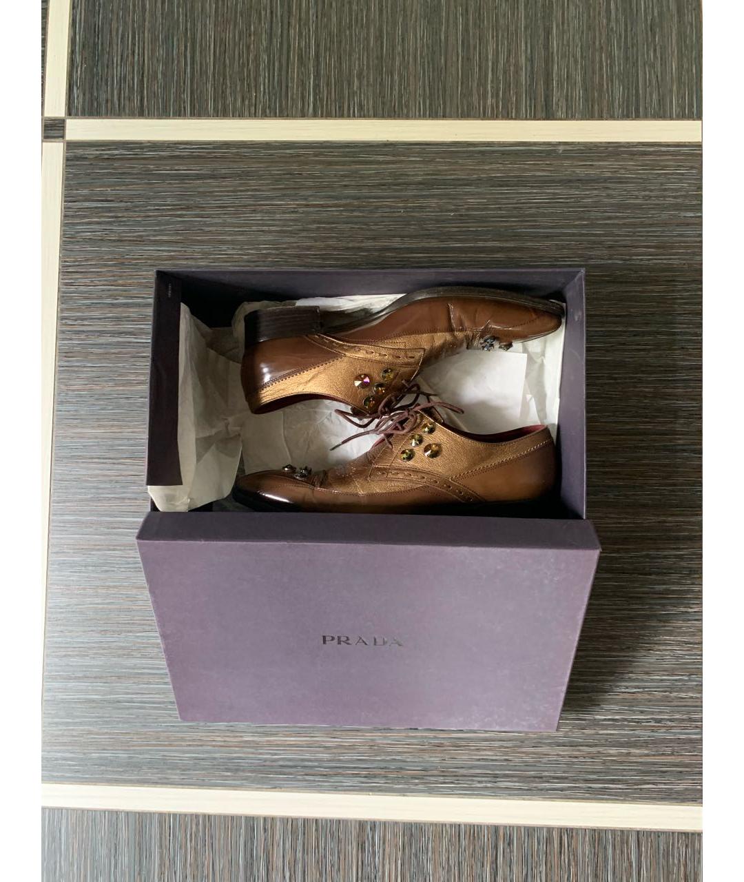 PRADA Коричневые кожаные туфли, фото 8