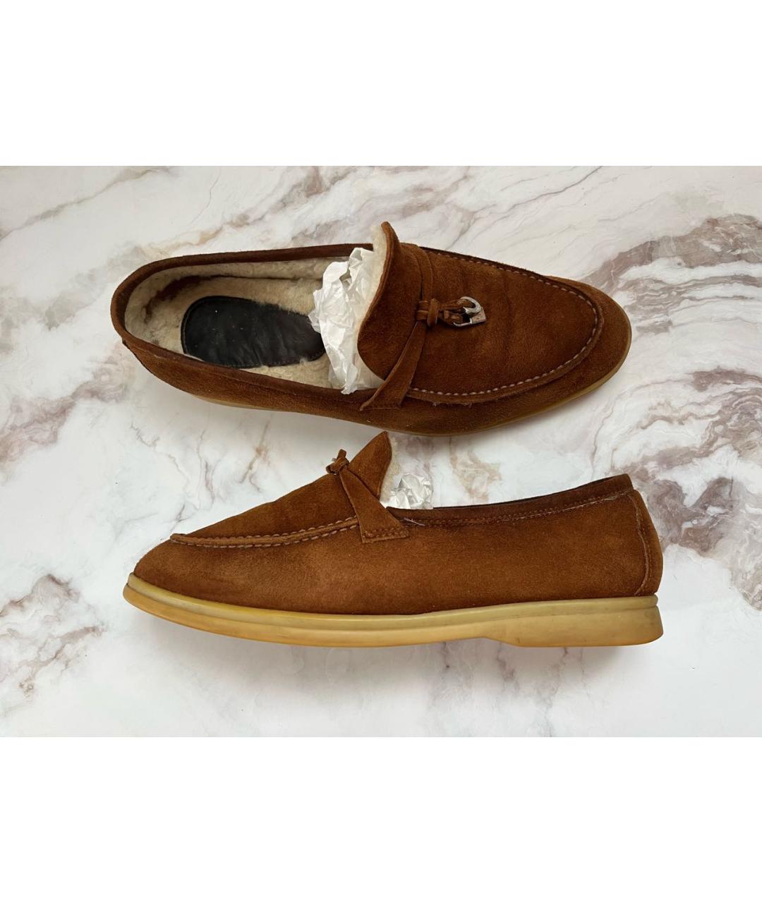 LORO PIANA Коричневые замшевые лоферы Summer Charms Walk для