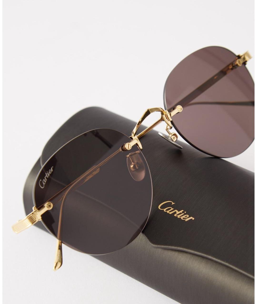 CARTIER Золотые металлические солнцезащитные очки, фото 7