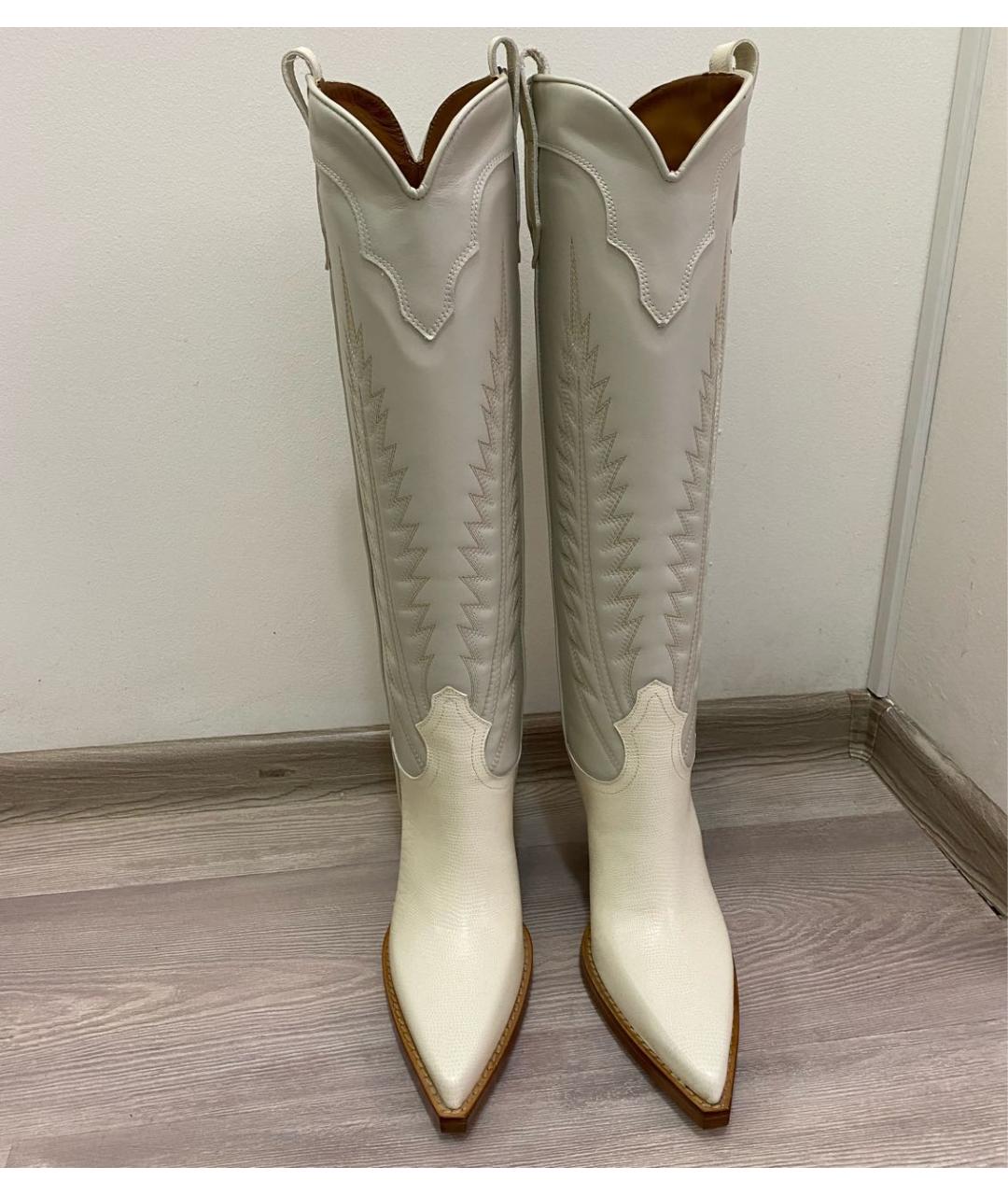 PARIS TEXAS Бежевые кожаные сапоги, фото 2