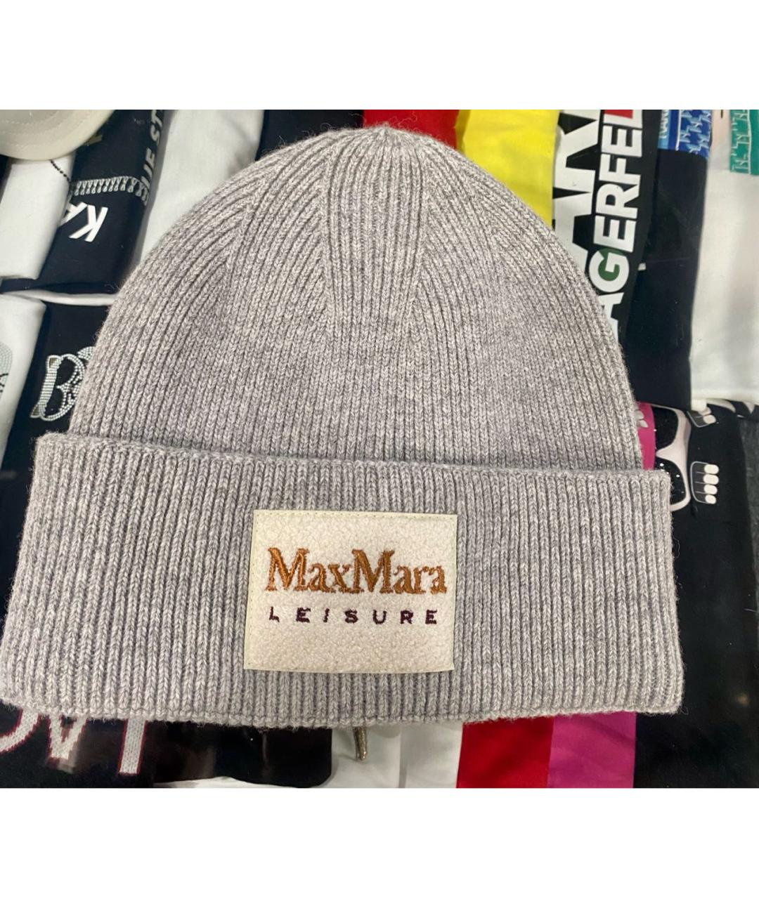 'S MAX MARA Серая шерстяная шапка, фото 5