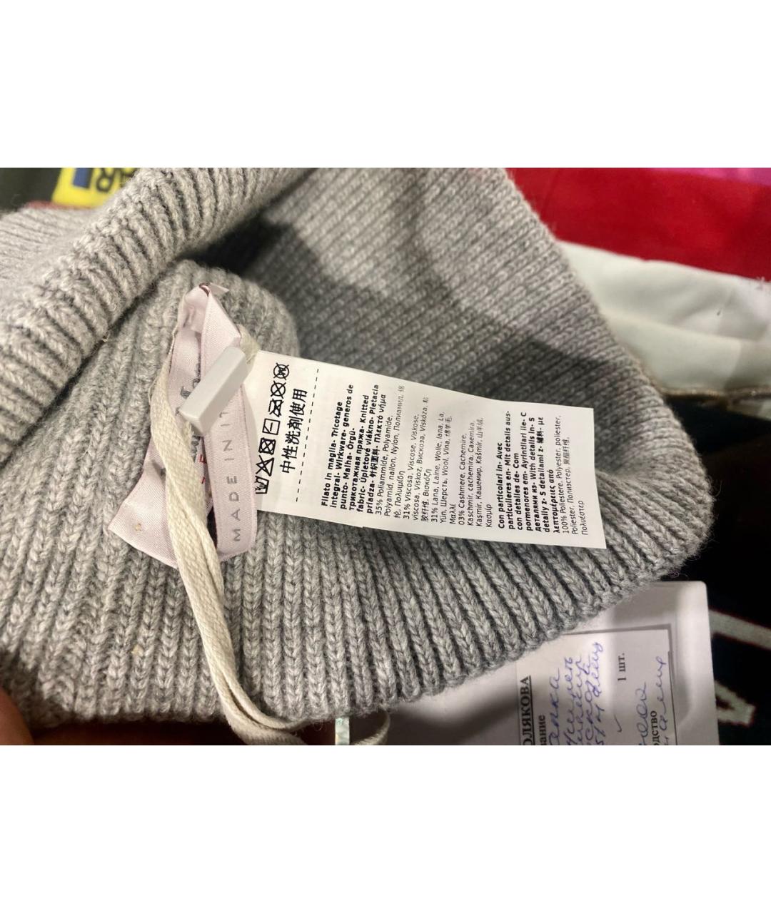 'S MAX MARA Серая шерстяная шапка, фото 4