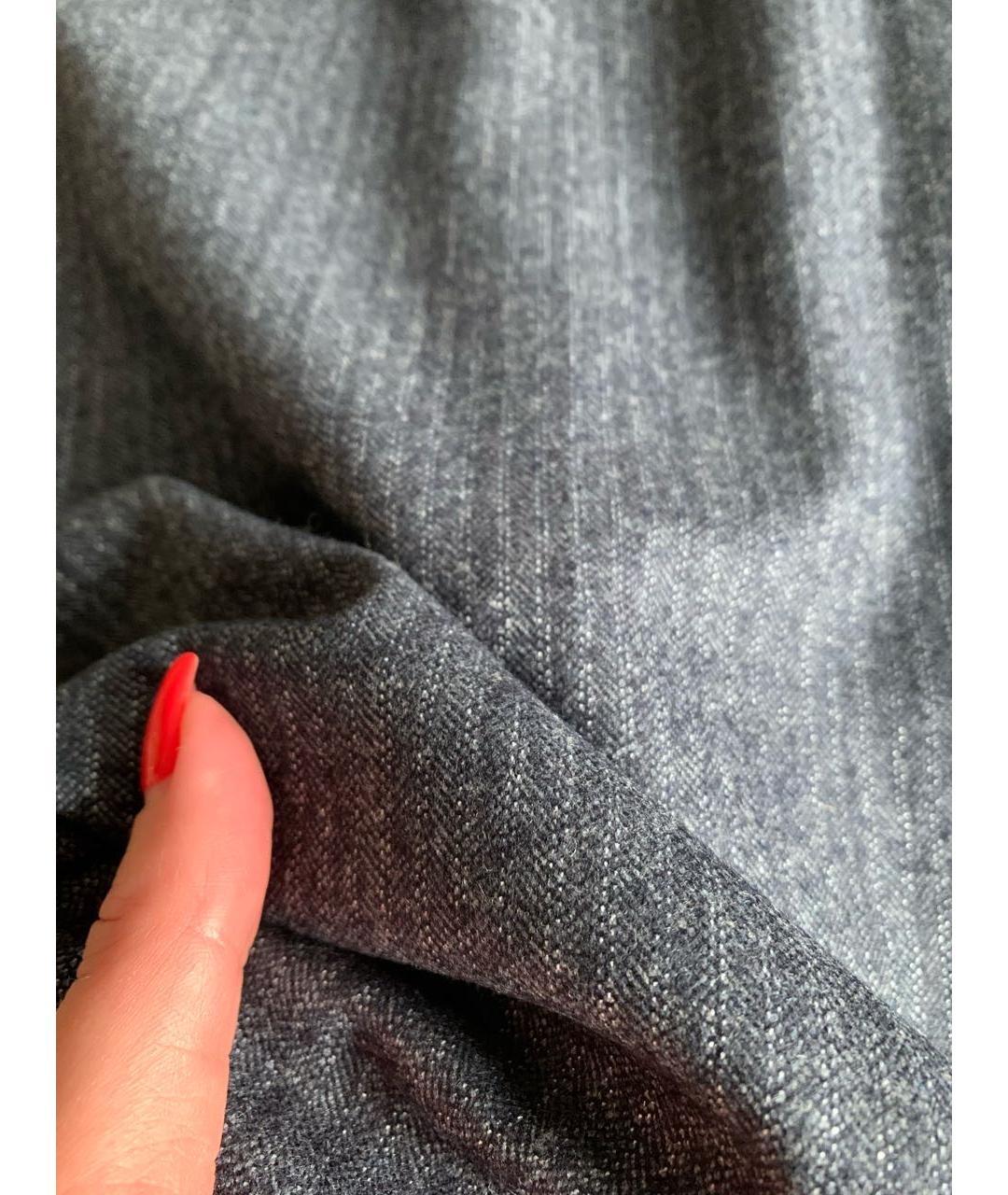 KITON Темно-синяя шерстяная юбка миди, фото 7