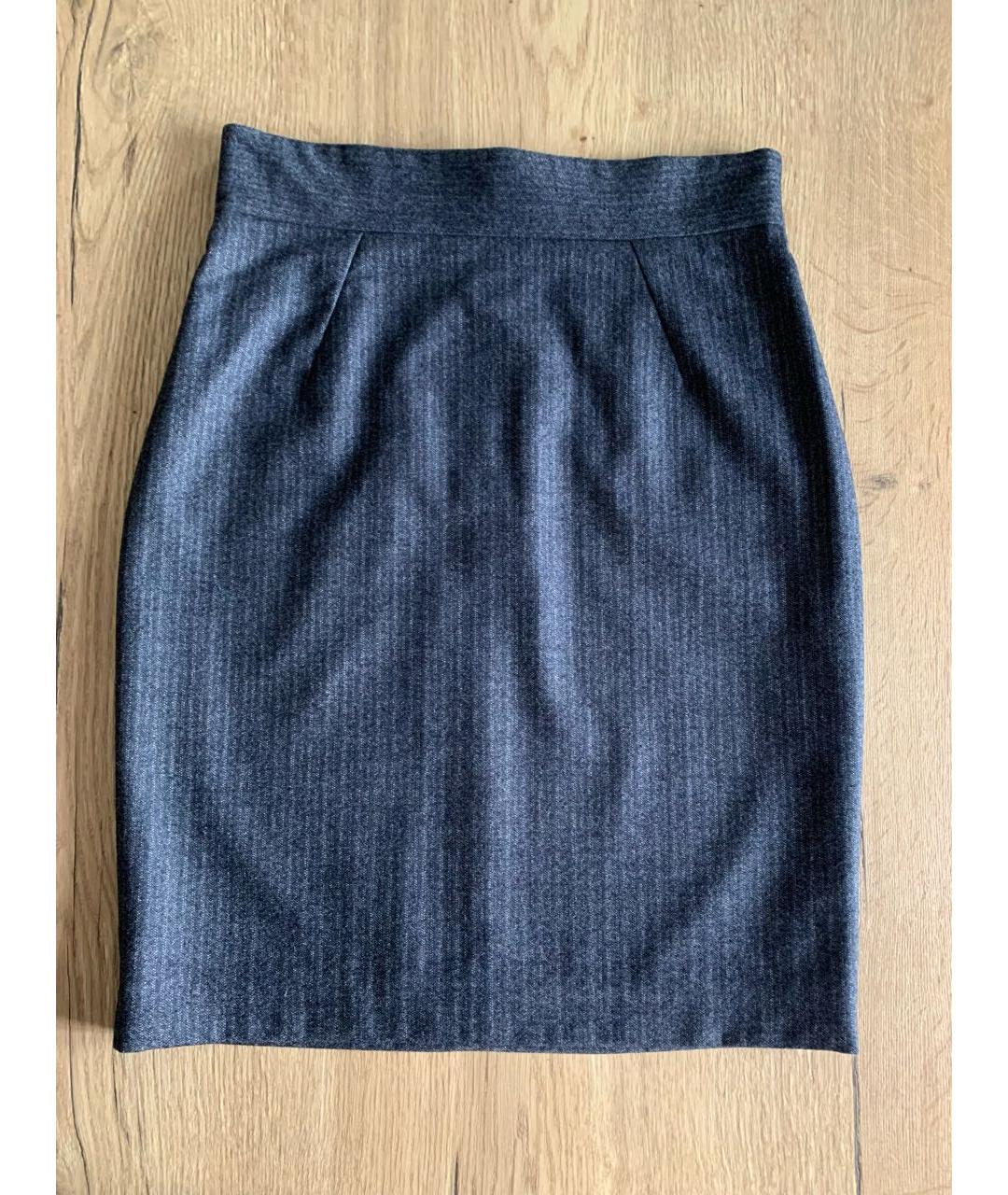 KITON Темно-синяя шерстяная юбка миди, фото 9