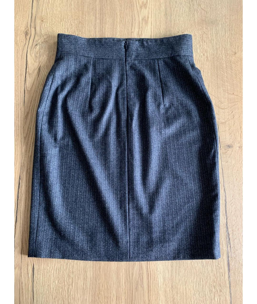 KITON Темно-синяя шерстяная юбка миди, фото 2