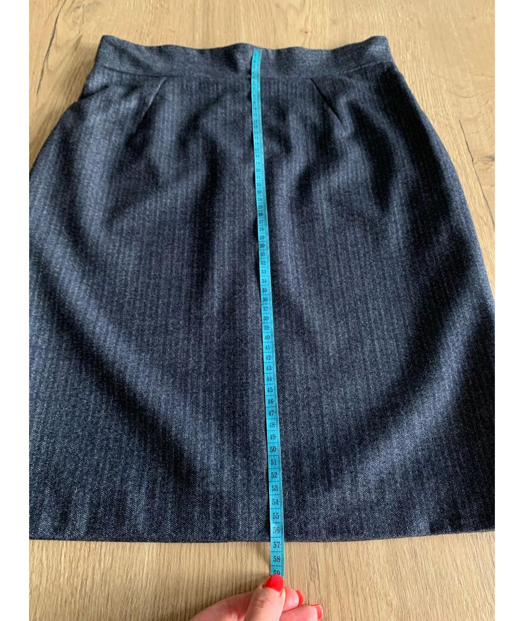 KITON Темно-синяя шерстяная юбка миди, фото 8
