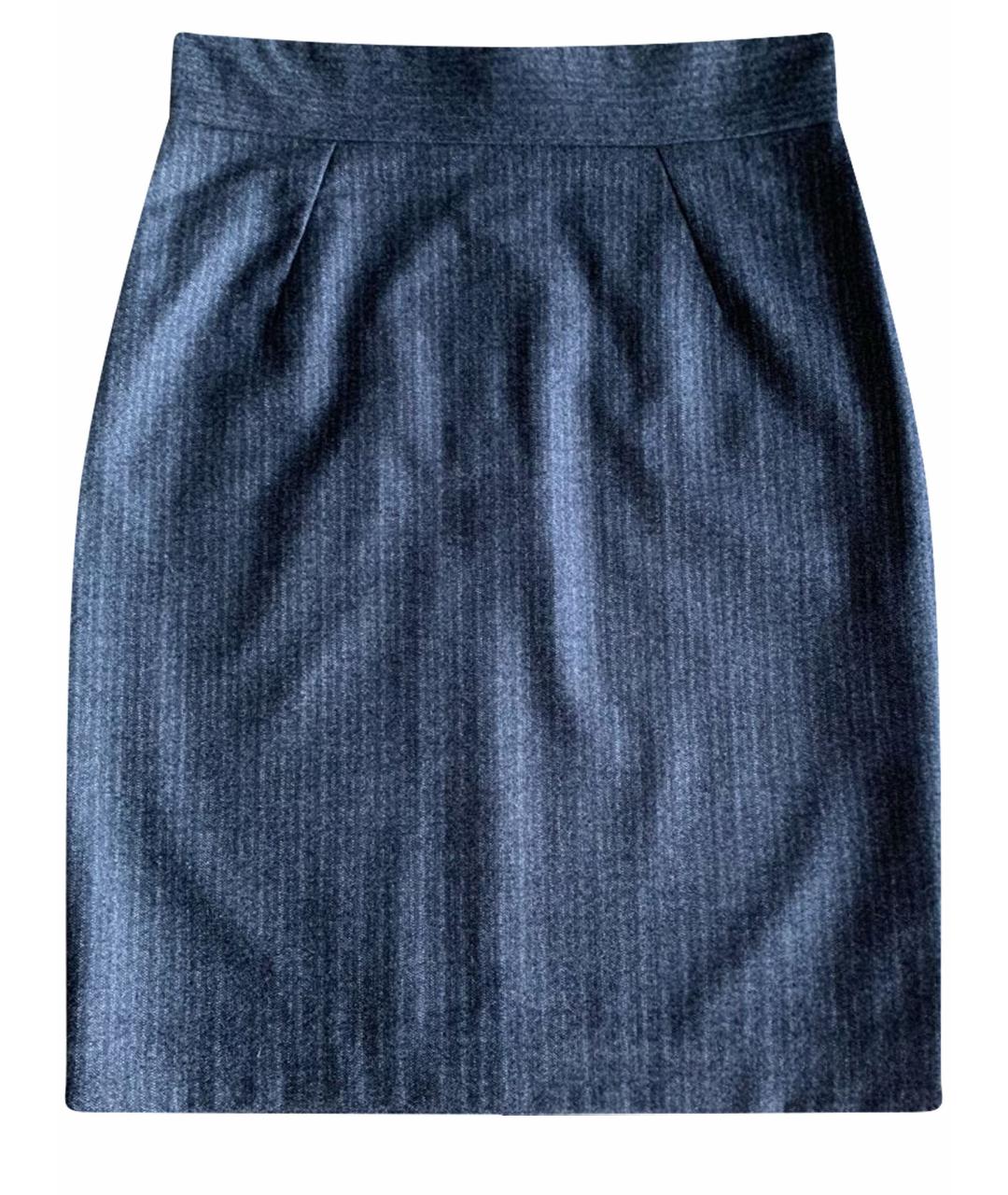 KITON Темно-синяя шерстяная юбка миди, фото 1