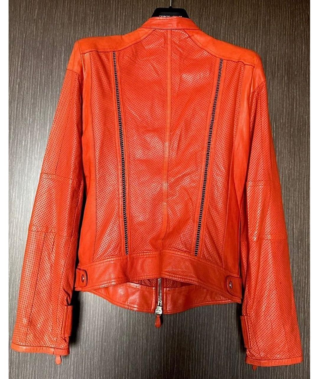 ROBERTO CAVALLI Оранжевая кожаная куртка, фото 2