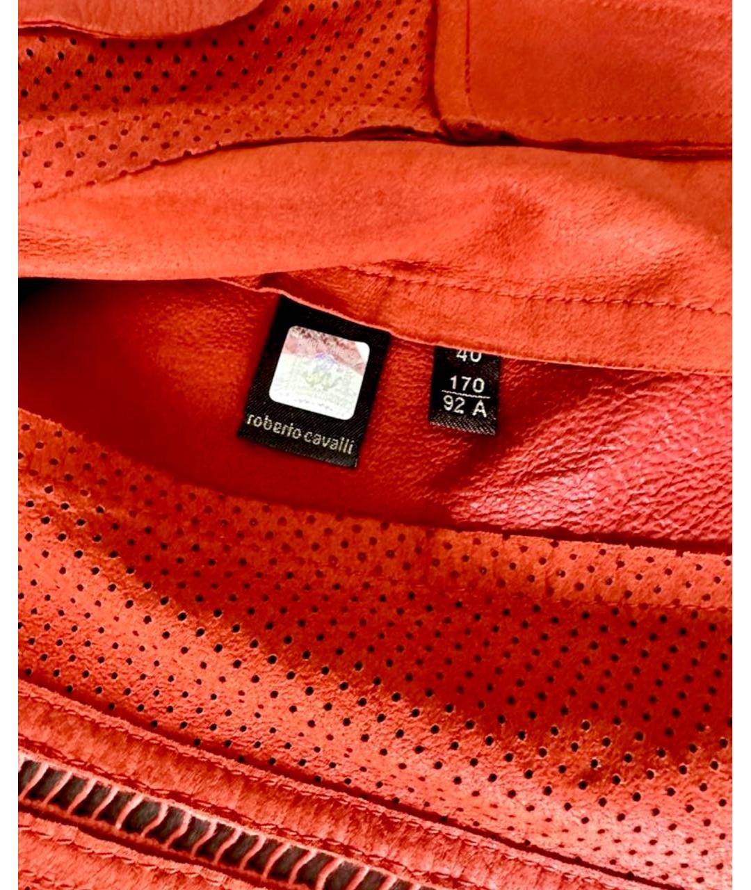 ROBERTO CAVALLI Оранжевая кожаная куртка, фото 5