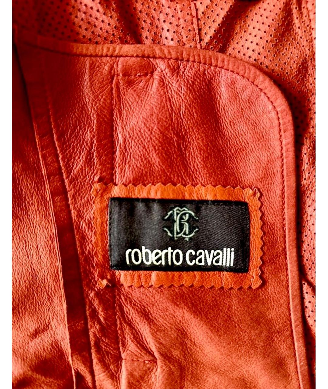 ROBERTO CAVALLI Оранжевая кожаная куртка, фото 4