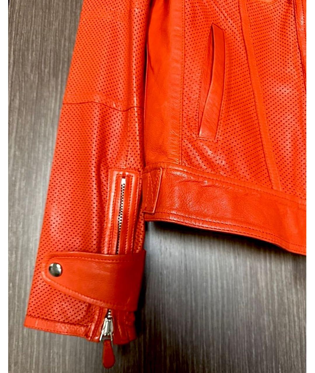 ROBERTO CAVALLI Оранжевая кожаная куртка, фото 7