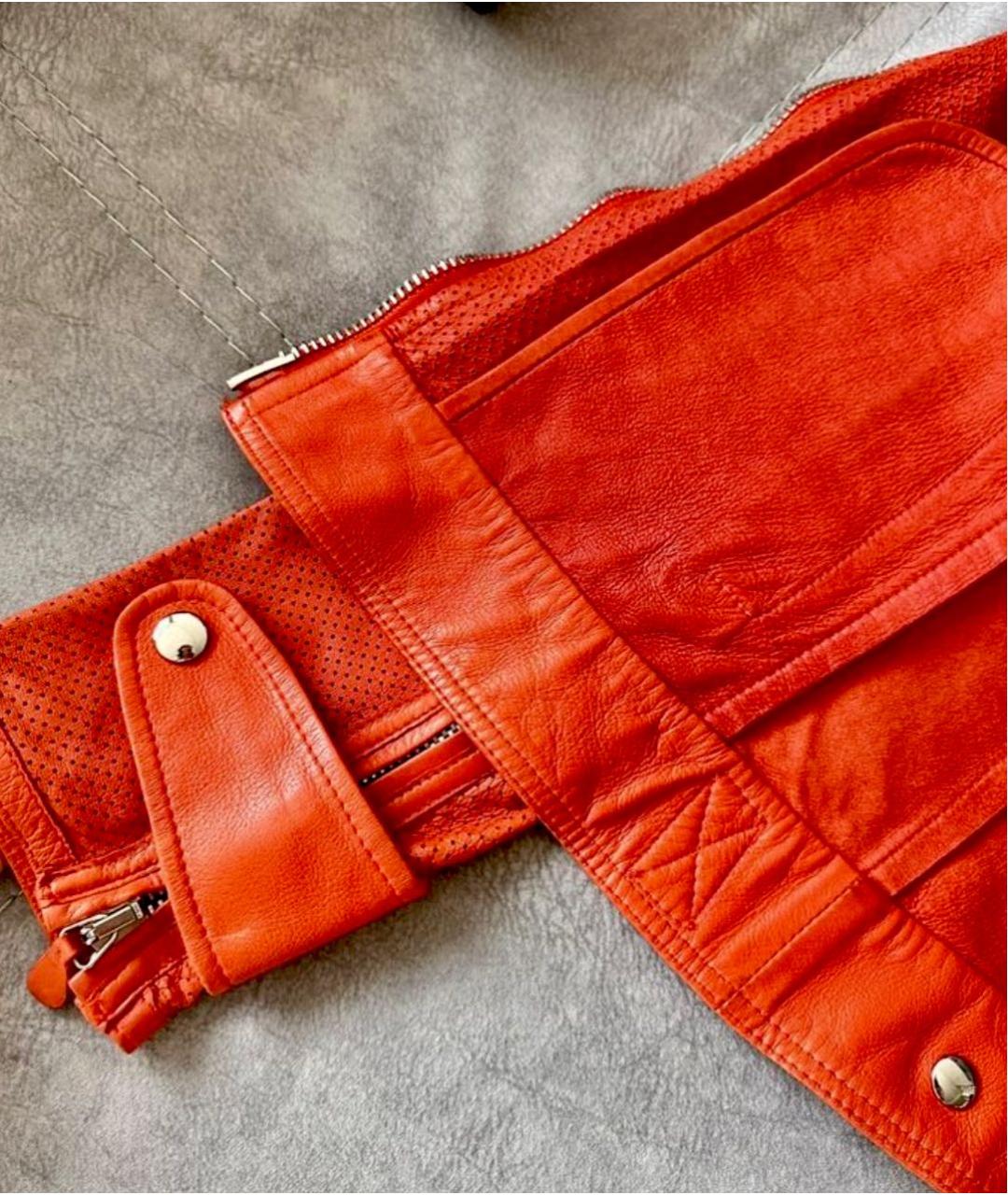 ROBERTO CAVALLI Оранжевая кожаная куртка, фото 6