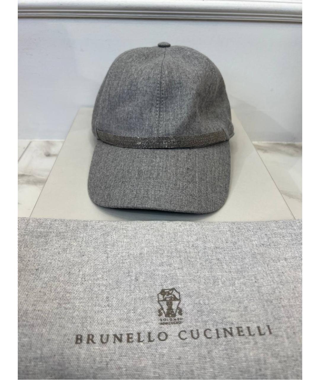 BRUNELLO CUCINELLI Серая кожаная кепка/бейсболка, фото 2