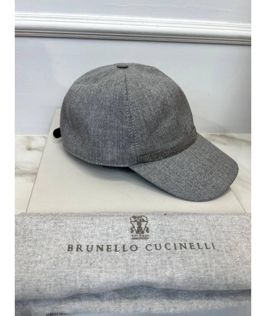 BRUNELLO CUCINELLI Серая кожаная кепка/бейсболка, фото 8