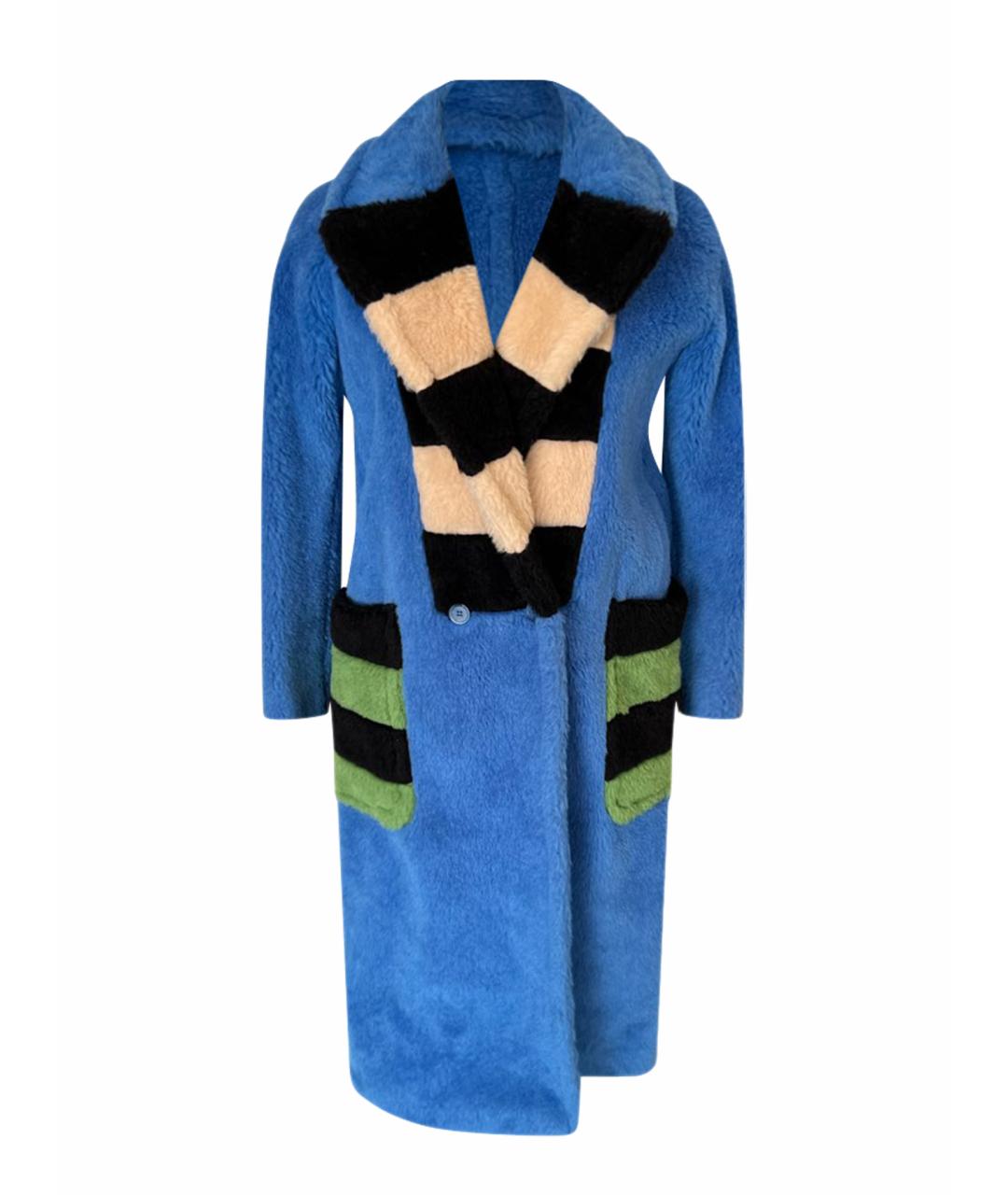 MAX MARA Синяя шерстяная шуба, фото 1