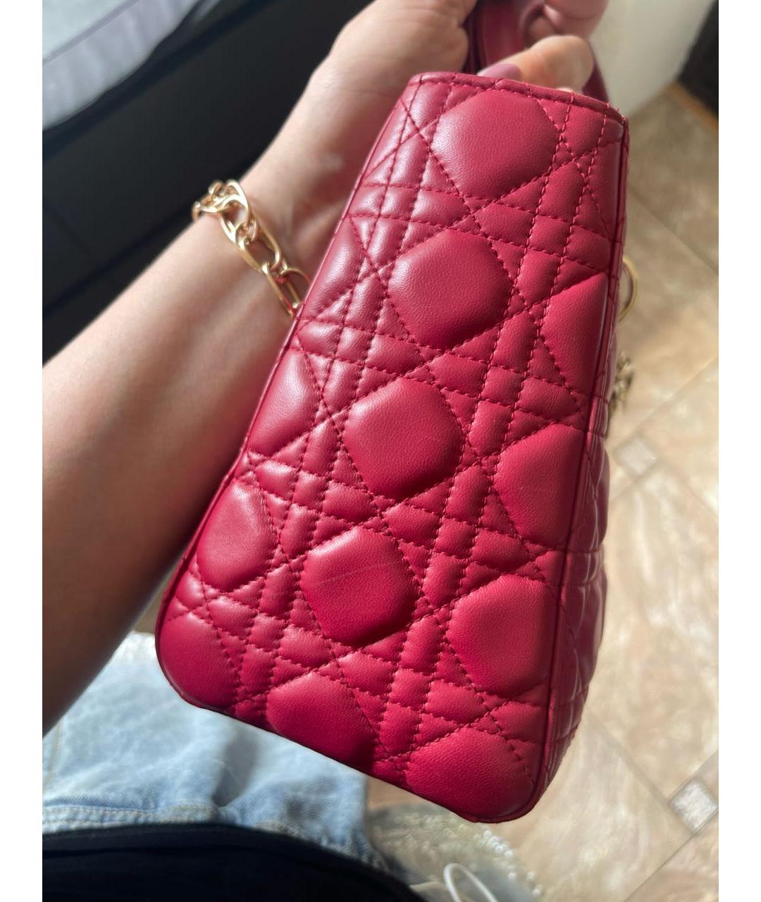 CHRISTIAN DIOR Бордовая кожаная сумка с короткими ручками, фото 5