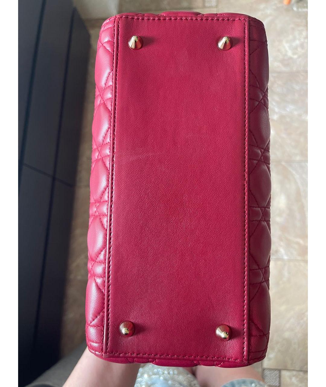 CHRISTIAN DIOR Бордовая кожаная сумка с короткими ручками, фото 7