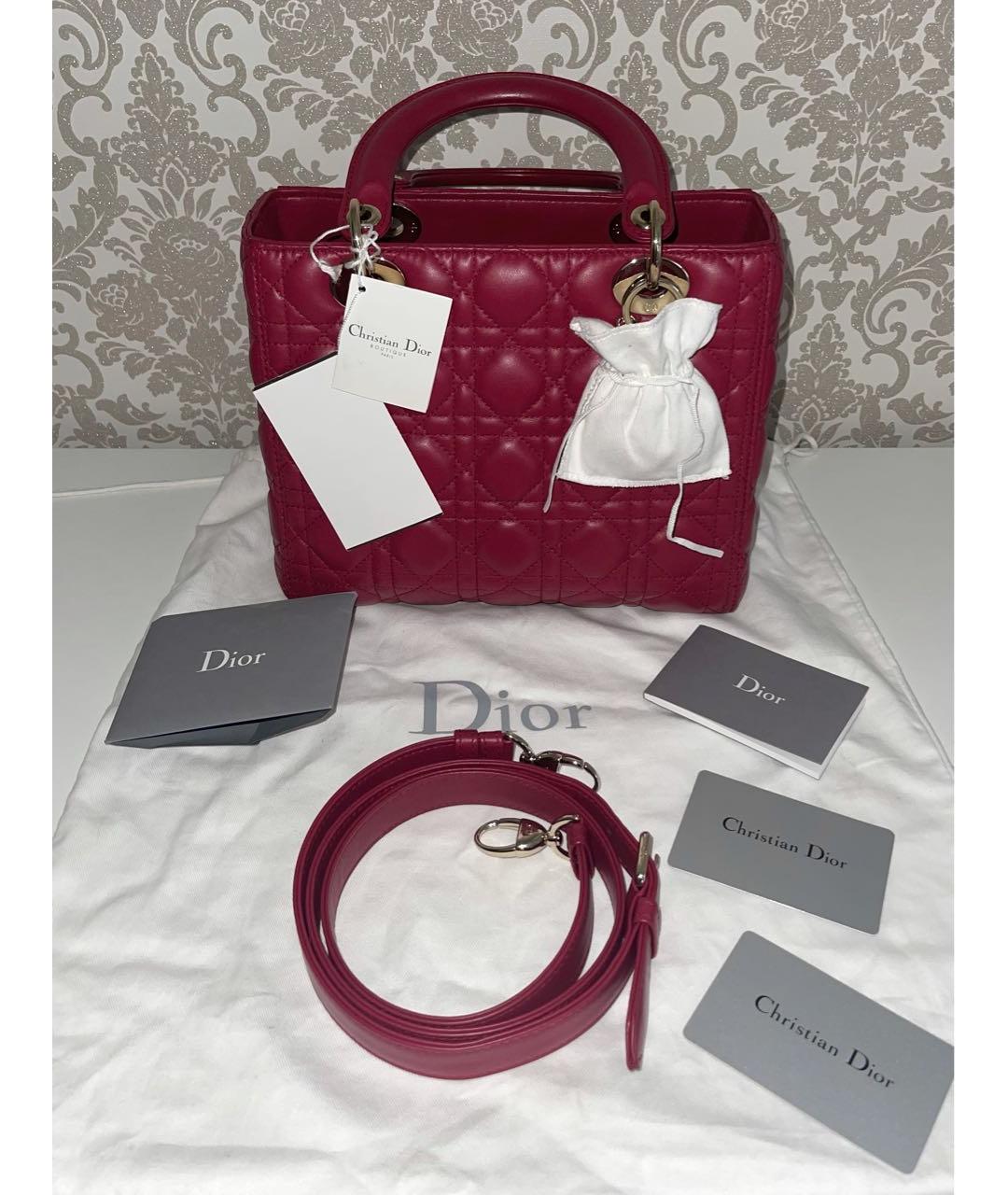 CHRISTIAN DIOR Бордовая кожаная сумка с короткими ручками, фото 3