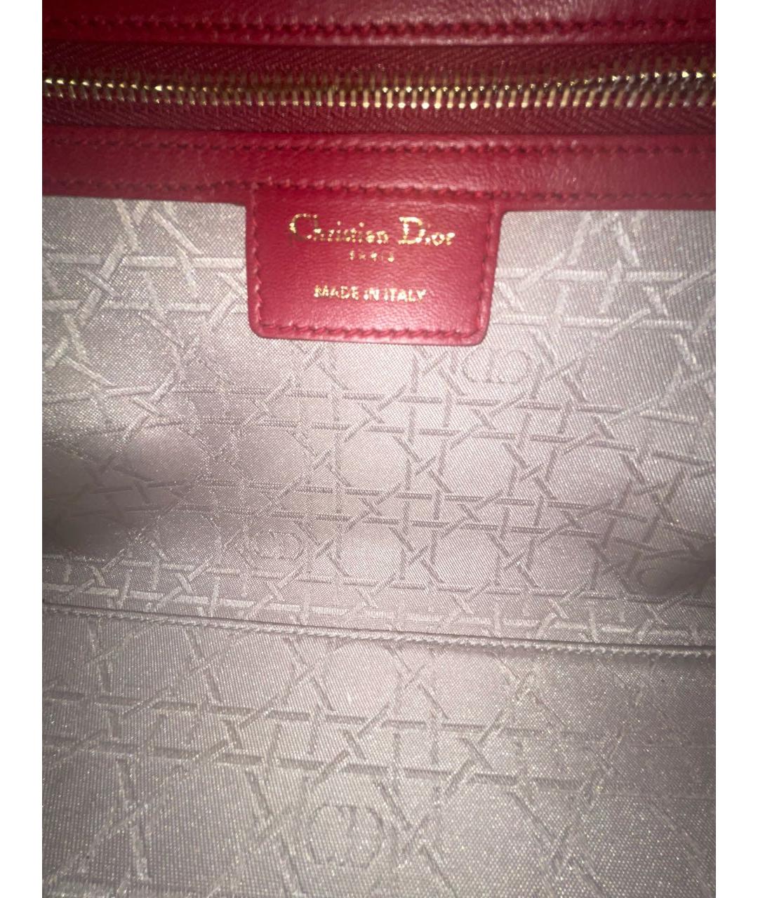 CHRISTIAN DIOR Бордовая кожаная сумка с короткими ручками, фото 4