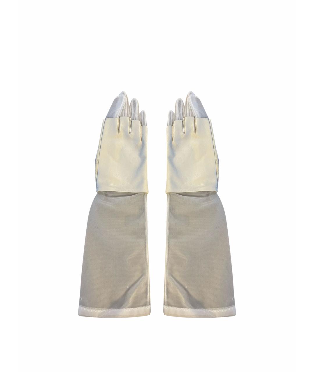 MAISON MARGIELA Белые кожаные перчатки, фото 1