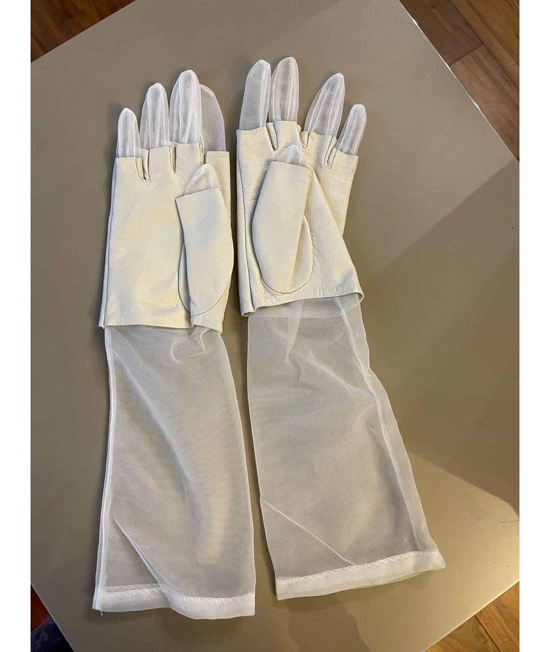 MAISON MARGIELA Белые кожаные перчатки, фото 2