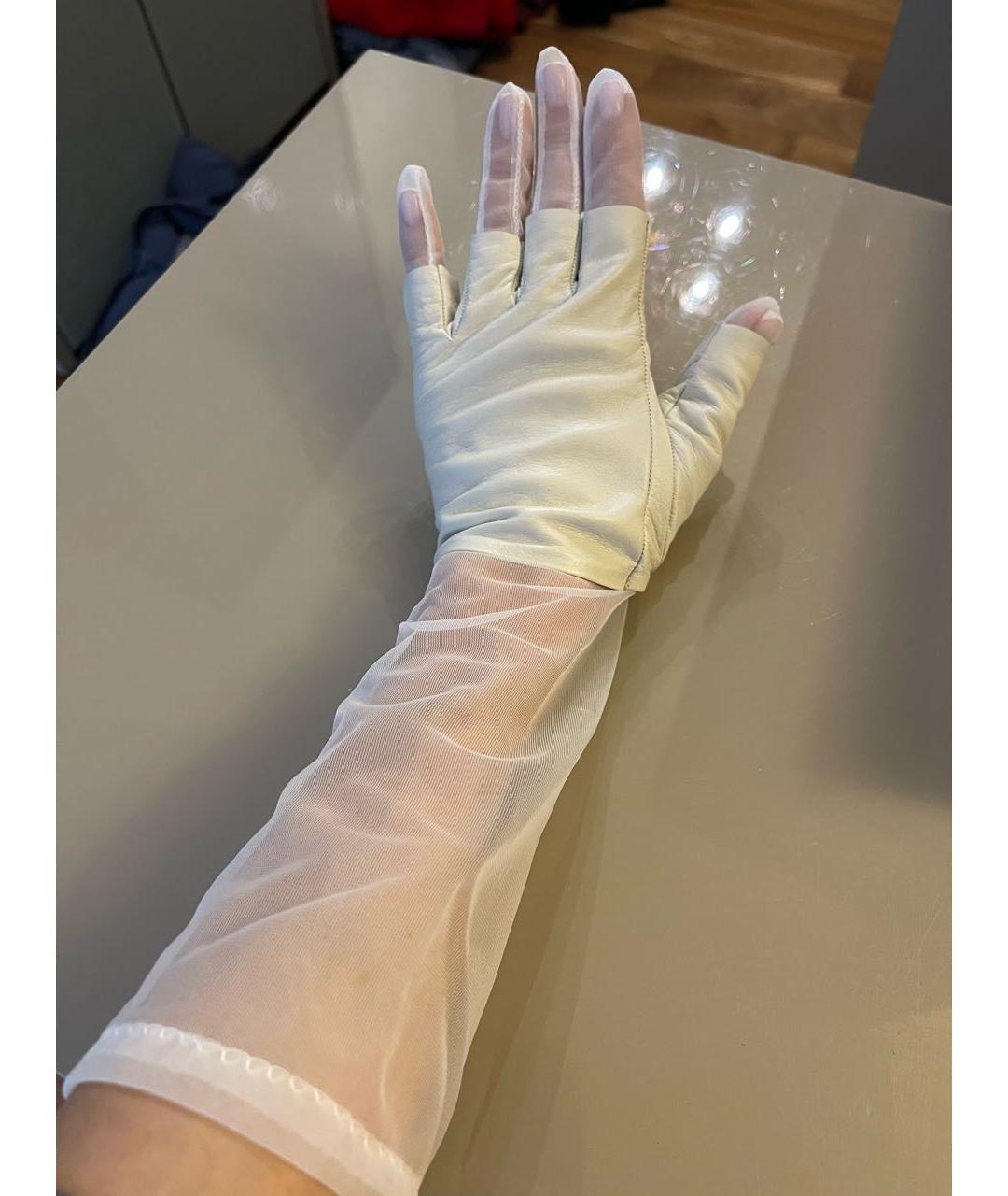 MAISON MARGIELA Белые кожаные перчатки, фото 4