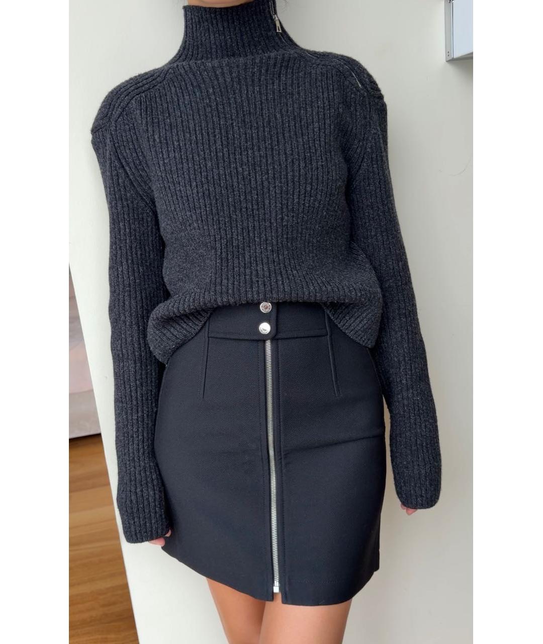 HERMES Черная шерстяная юбка мини, фото 2