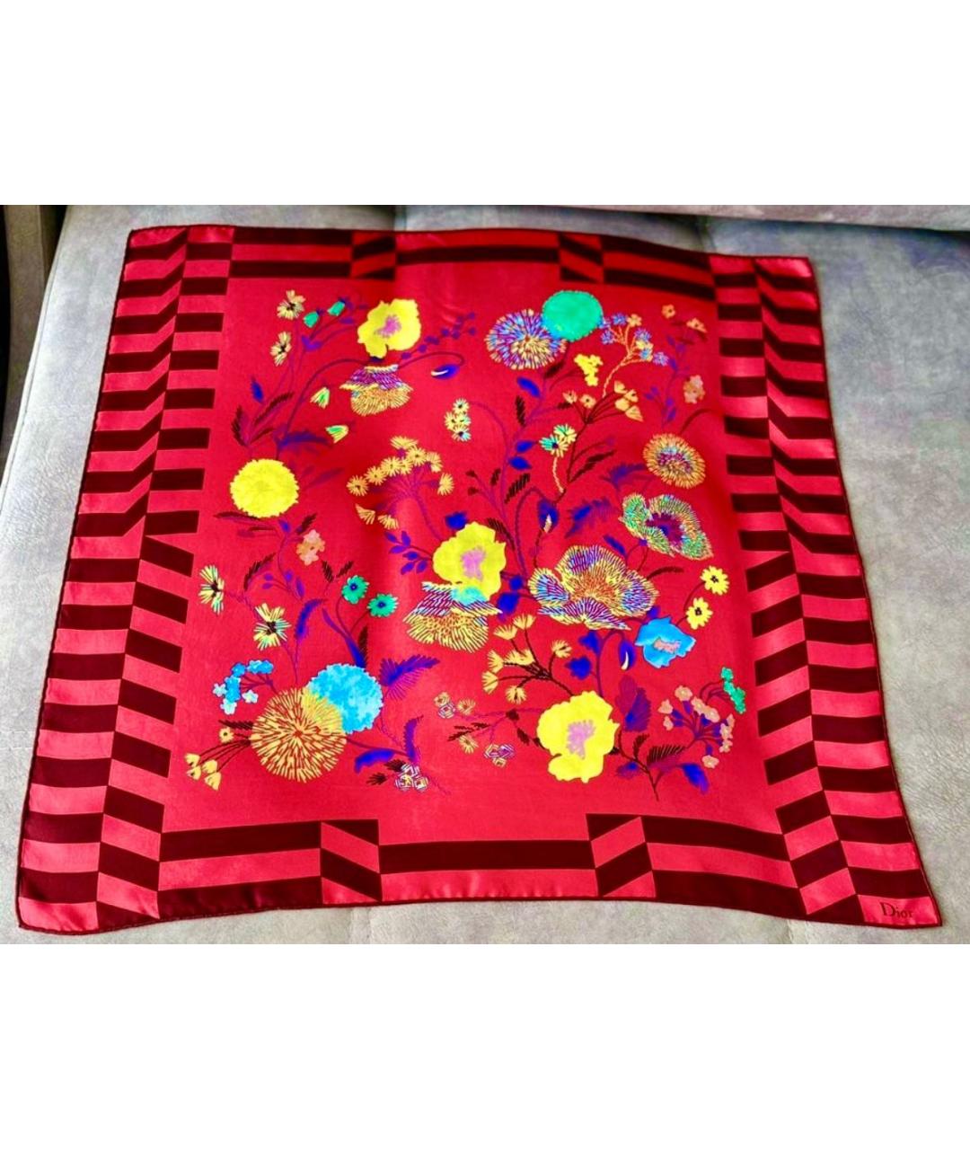 CHRISTIAN DIOR PRE-OWNED Красный шелковый платок, фото 5