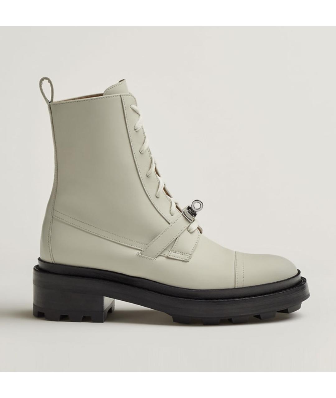 HERMES Белые кожаные ботинки, фото 4