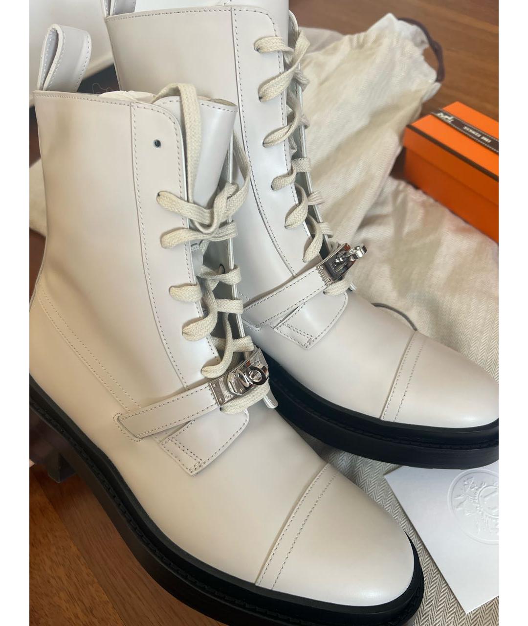 HERMES Белые кожаные ботинки, фото 2