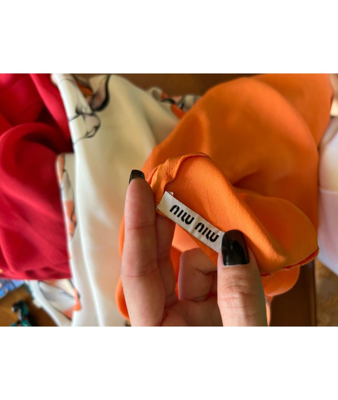 MIU MIU Оранжевая шелковая блузы, фото 3
