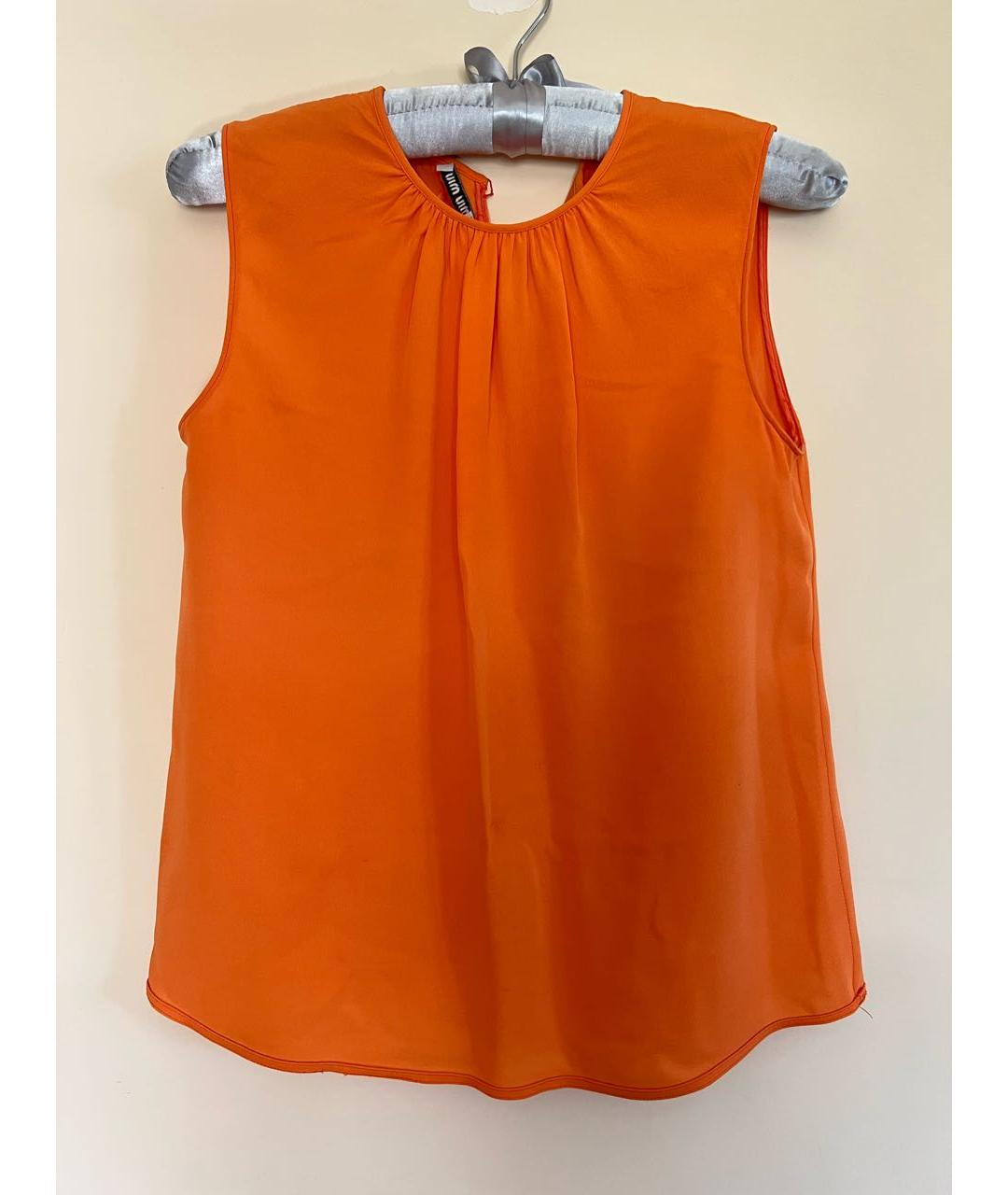 MIU MIU Оранжевая шелковая блузы, фото 2