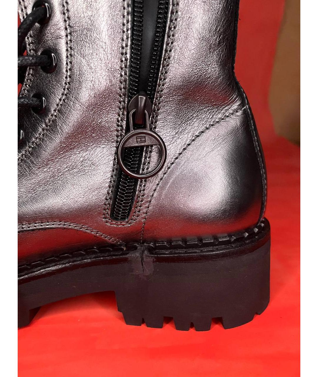 TOMMY HILFIGER Серебряные кожаные ботинки, фото 8
