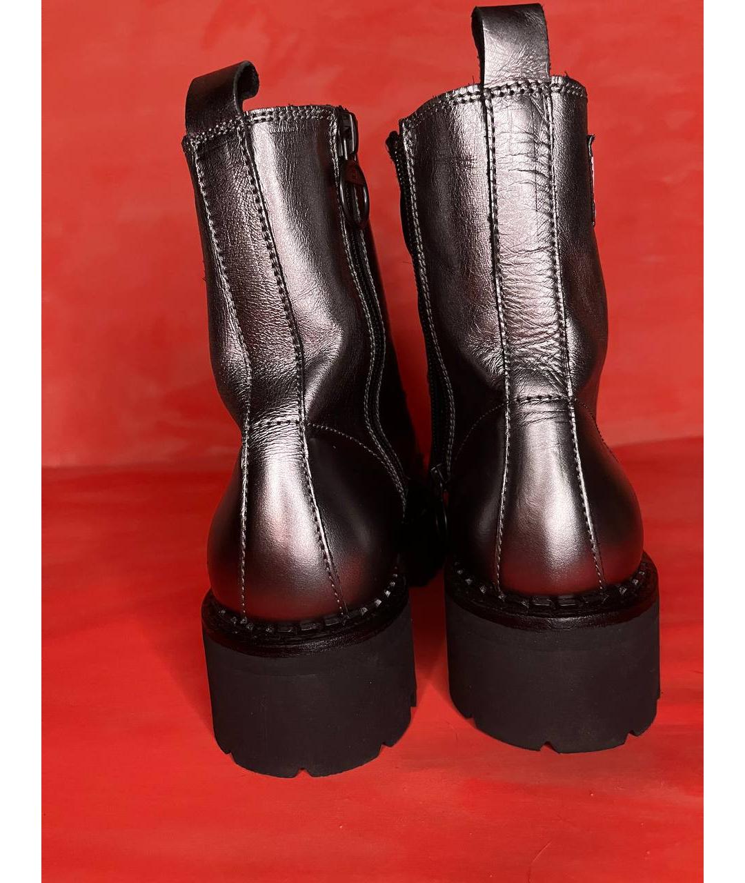 TOMMY HILFIGER Серебряные кожаные ботинки, фото 4