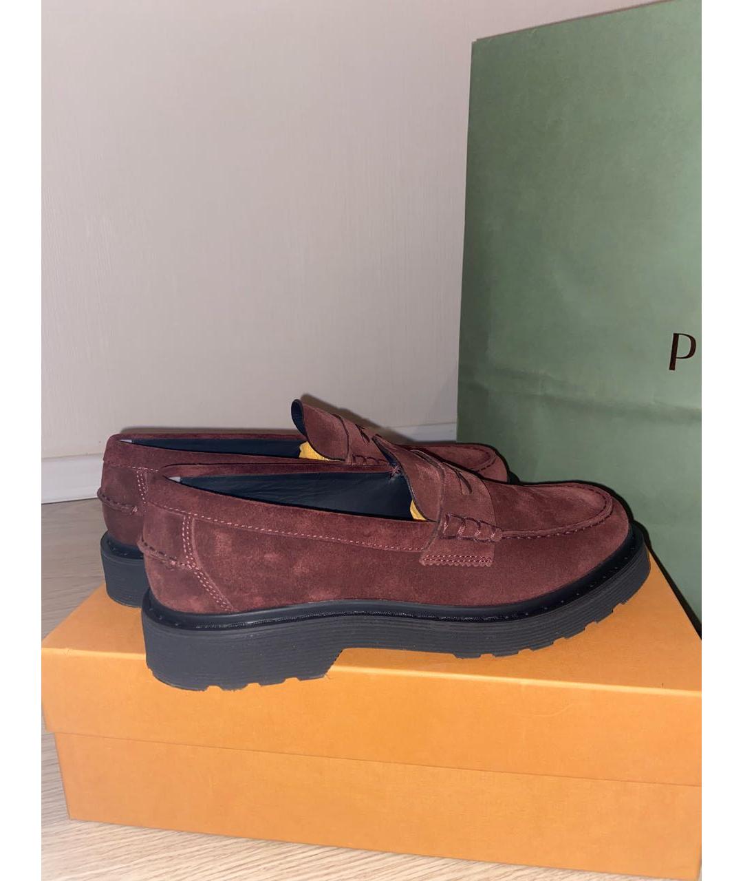 TOD'S Бордовые замшевые туфли, фото 7