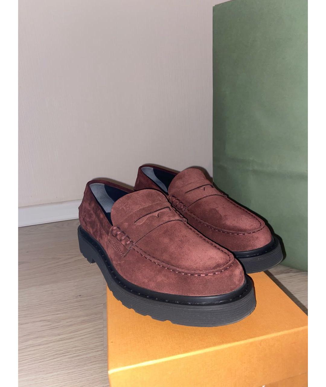 TOD'S Бордовые замшевые туфли, фото 3