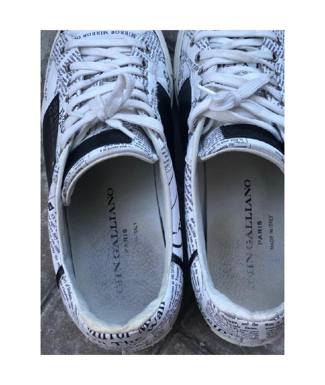JOHN GALLIANO Белые кожаные низкие кроссовки / кеды, фото 6