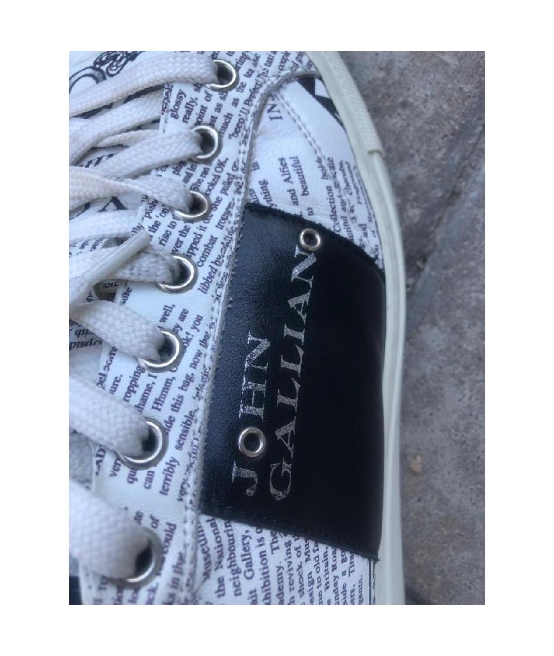 JOHN GALLIANO Белые кожаные низкие кроссовки / кеды, фото 3