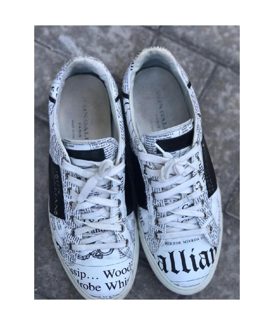 JOHN GALLIANO Белые кожаные низкие кроссовки / кеды, фото 2