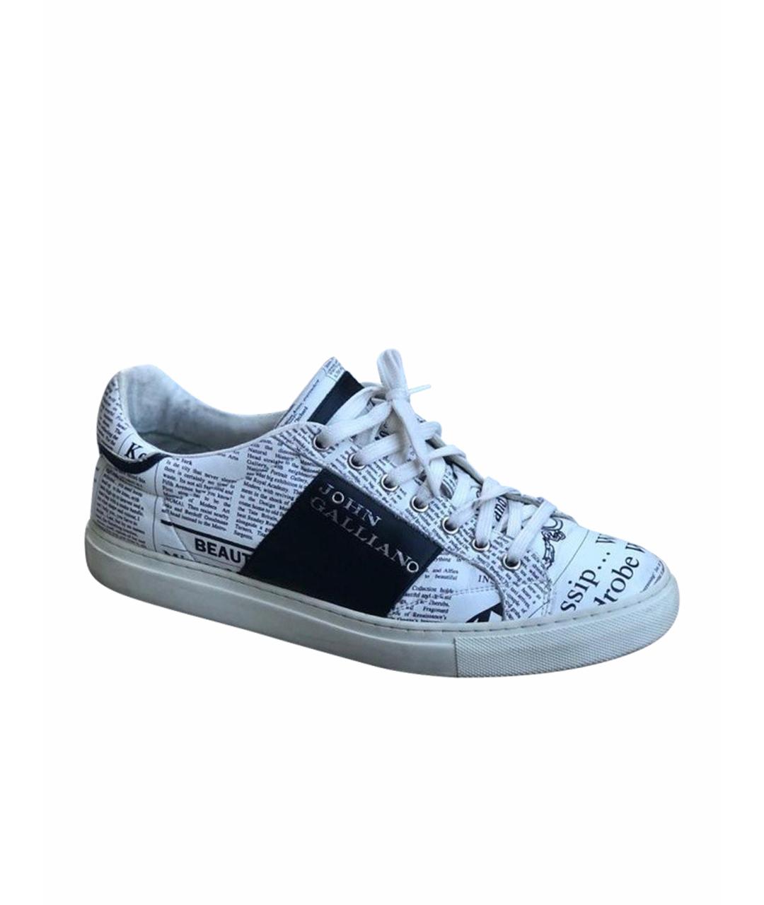 JOHN GALLIANO Белые кожаные низкие кроссовки / кеды, фото 1